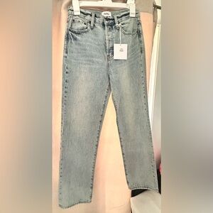 Pistola Blue Cassie High Rise Straight Jeans with Distressed Details